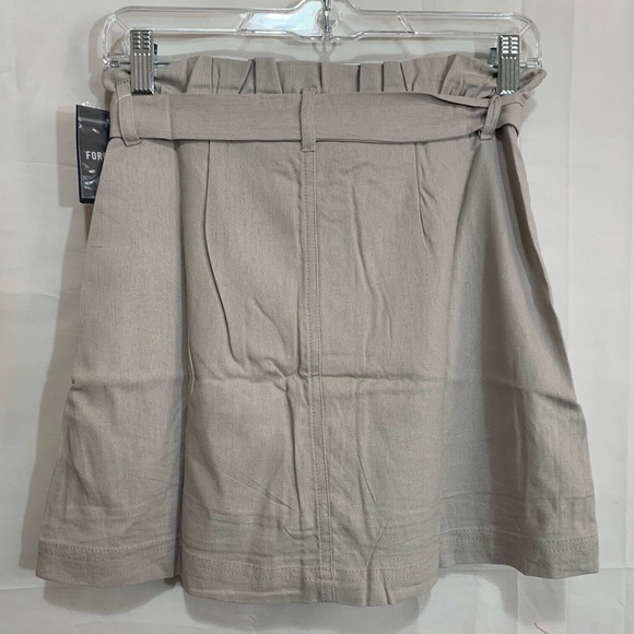 Forever 21 Womens NWT Linen Blend Button Front Tie Belt Mini Skirt in Tan Small - Picture 3 of 3